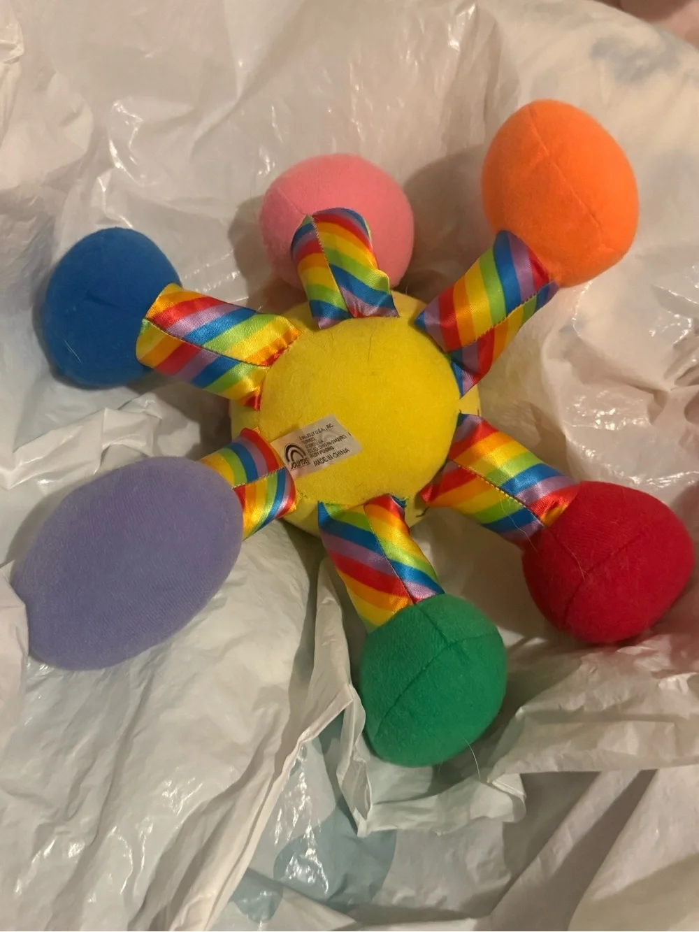 Vintage Jolly Toys Rainbow Chime Plush Octopus 1995 Seen In Baby Einstein Rare